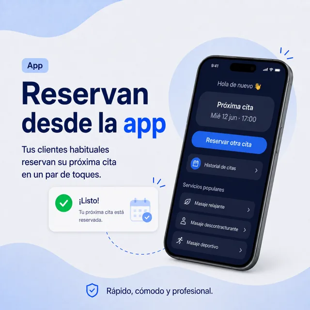 Reservan desde la app: tus clientes habituales reservan su próxima cita en dos toques